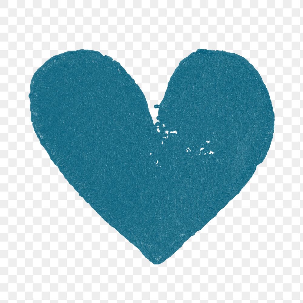 Heart sticker png blue block print