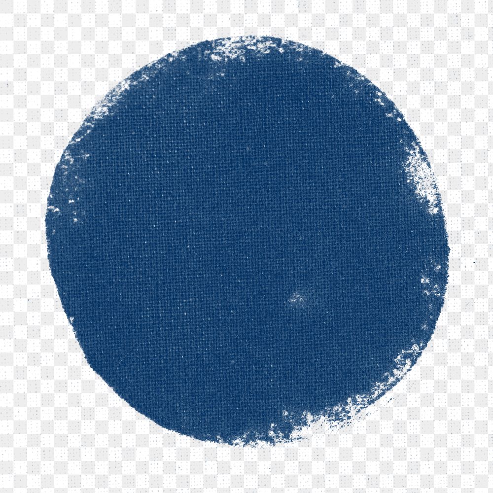 Blue circle png in block print style