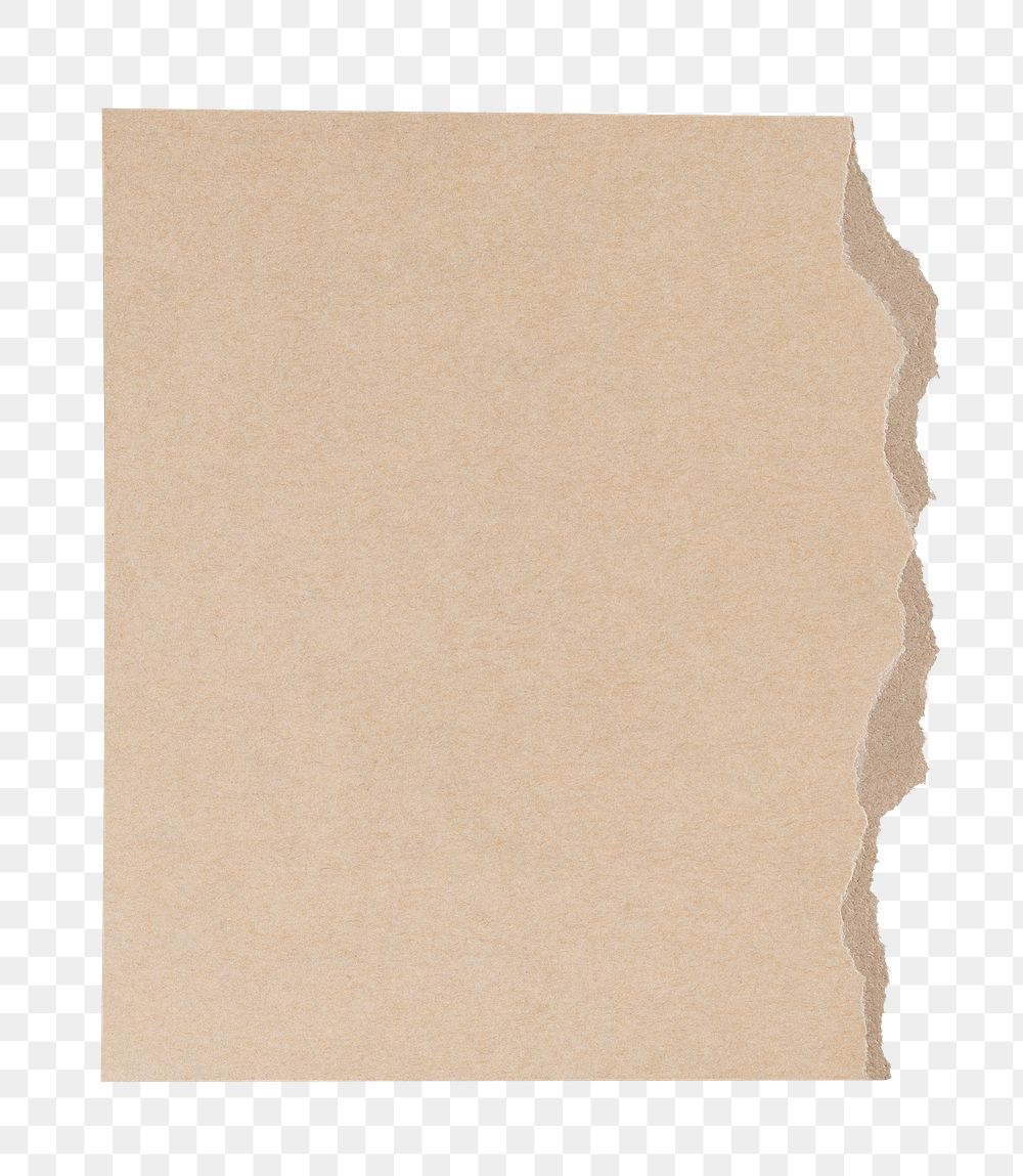 Handmade torn paper craft png in beige earth tone