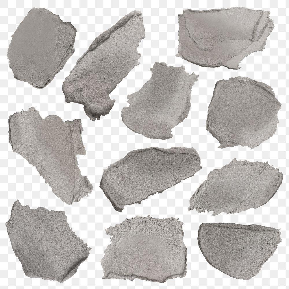 Png smeared wet cement texture element set