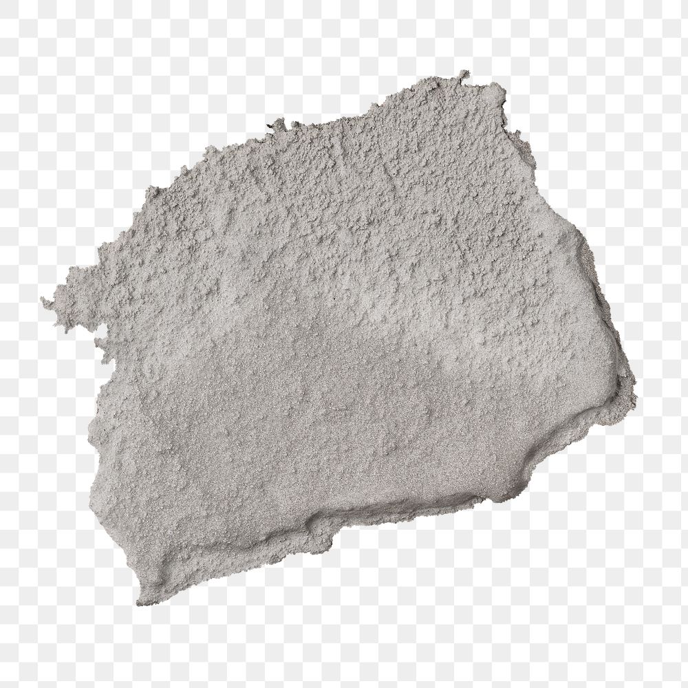 Png smeared wet cement texture element in gray tone