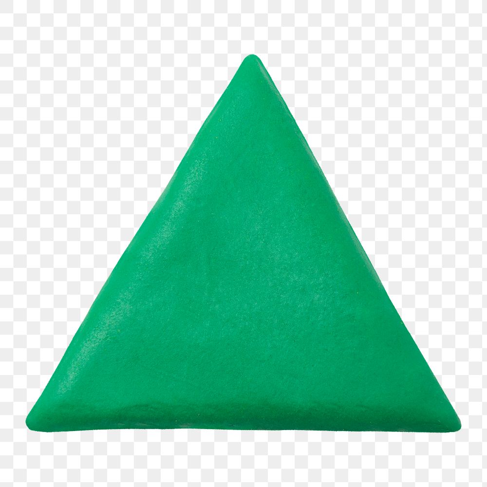 Png clay triangle geometric shape green cute graphic for kids
