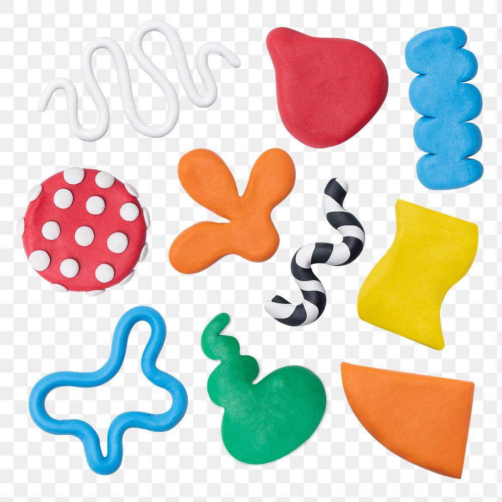 Png abstract shape clay craft textured colorful DIY creative art set