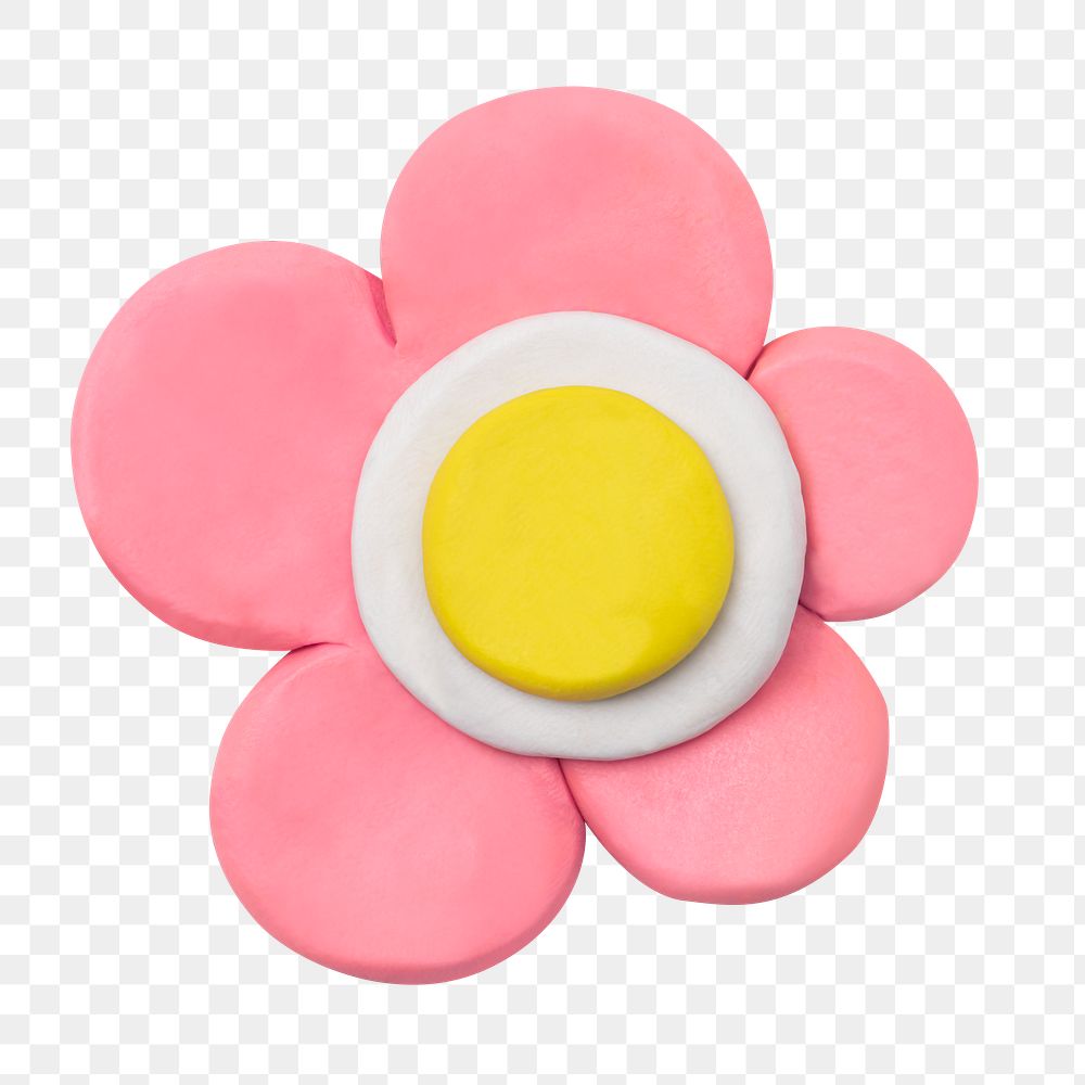 Png pink flower clay craft cute nature handmade creative art graphic
