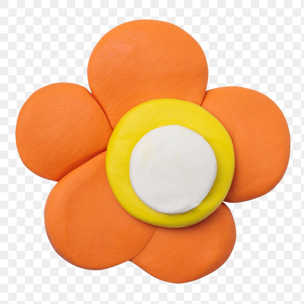 Png orange flower clay craft cute nature handmade creative art graphic