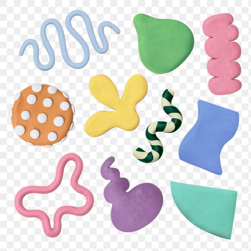 Png abstract shape clay craft textured colorful DIY creative art set