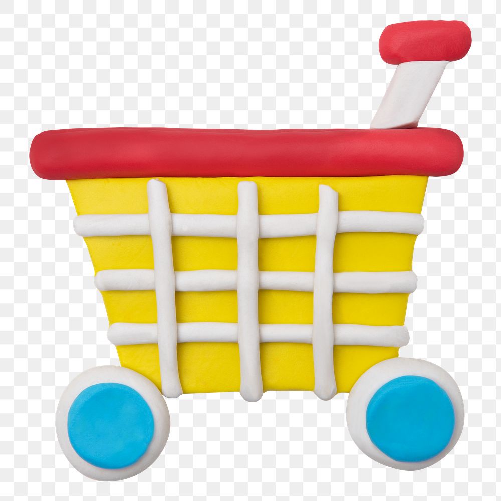 Png shopping cart clay icon cute handmade marketing creative craft graphic
