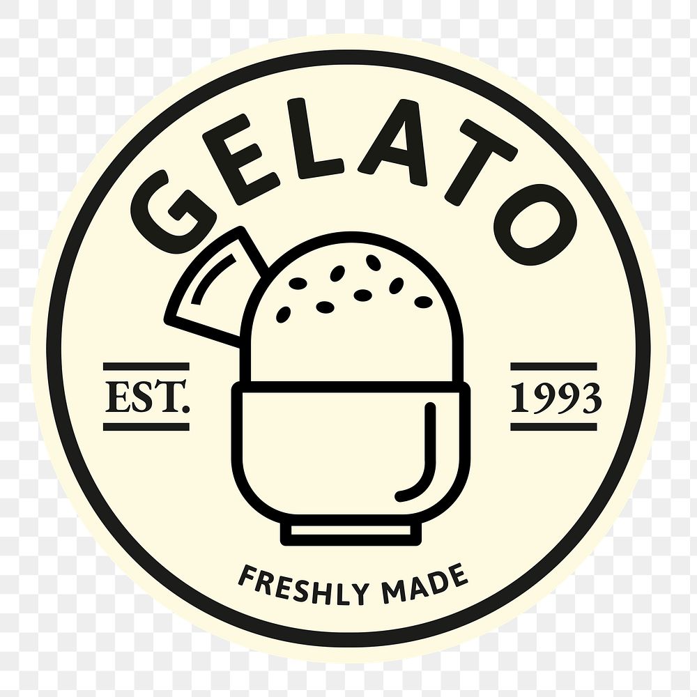 Png gelato business logo in cute doodle style