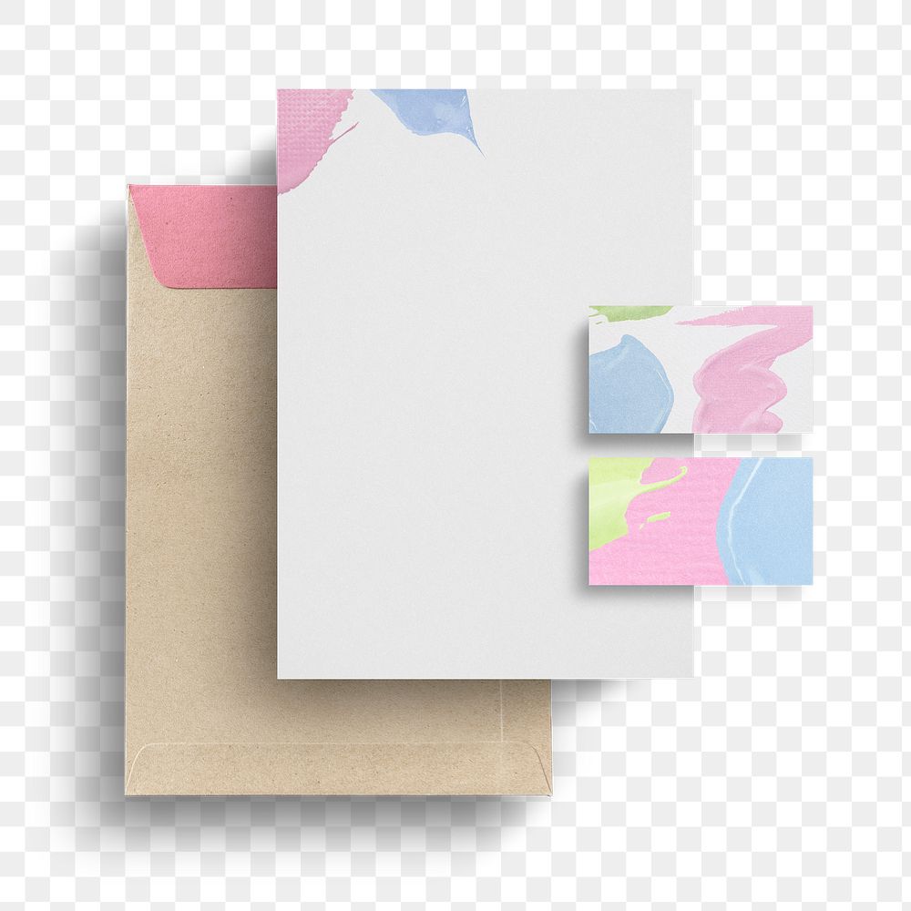 Creative corporate identity mockup png colorful acrylic paint stationery