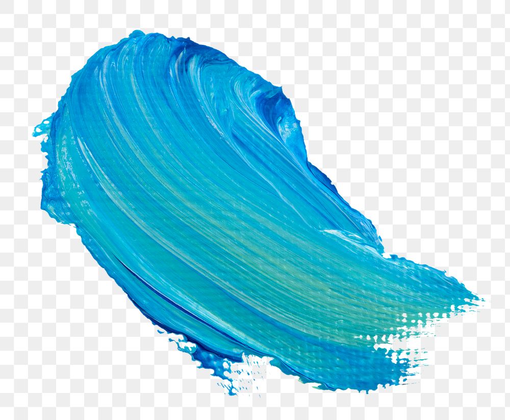 Blue paint smudge textured png brush stroke creative art graphic