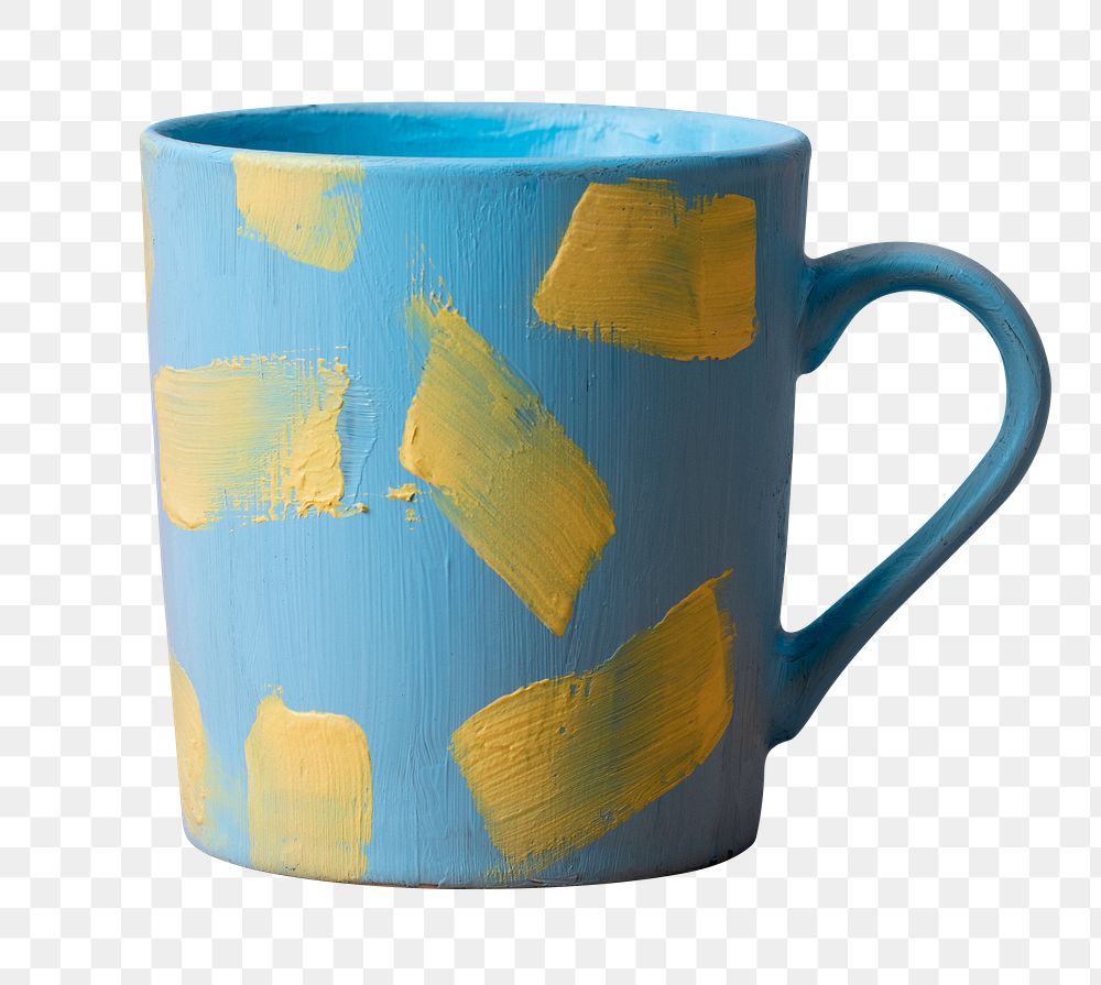 Acrylic painted mug mockup png in aesthetic creative style