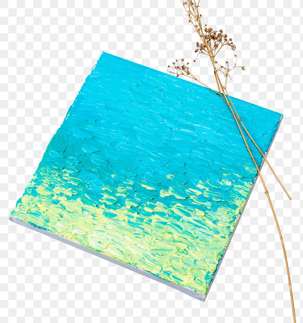 Canvas mockup png with beautiful acrylic painting