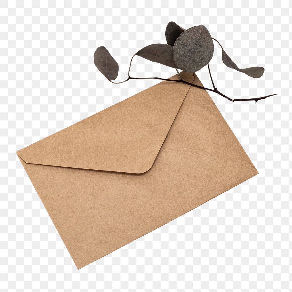 Brown letter envelope mockup png stationery on the table