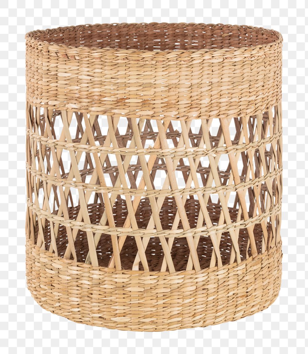 Asian woven basket png mockup for home decor and plants