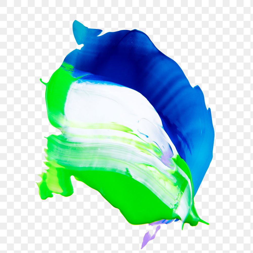 Png acrylic paint texture, neon green and blue paint