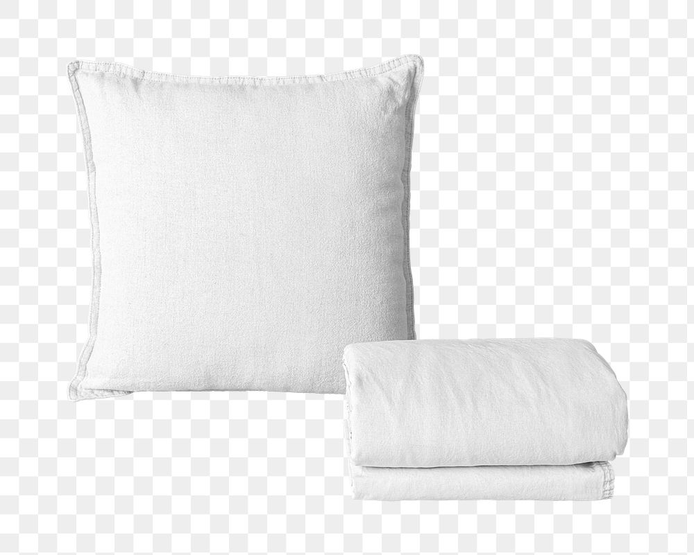 Bedding set png, white pillow and bed sheet isolated object design