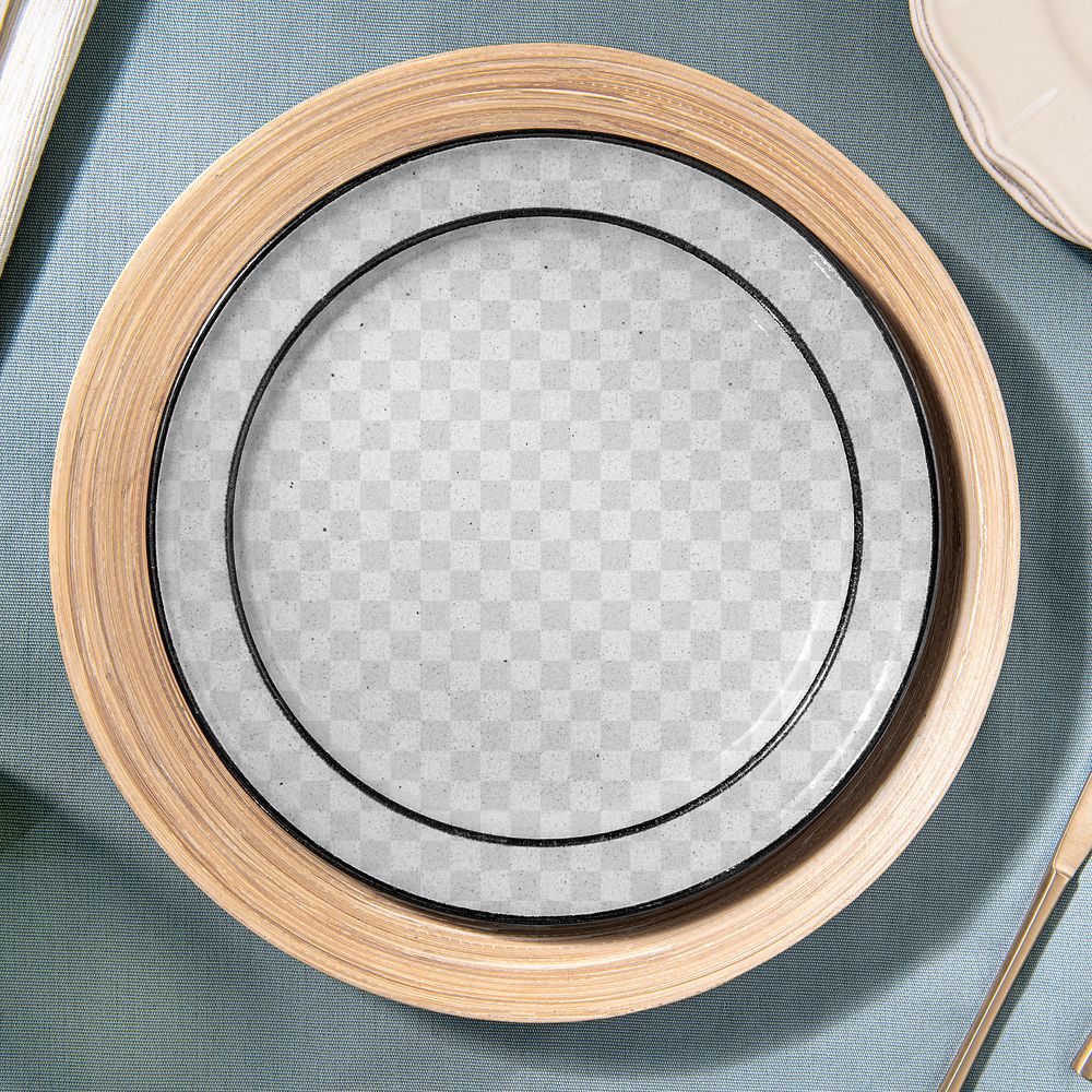 Png plate mockup tableware at restaurant