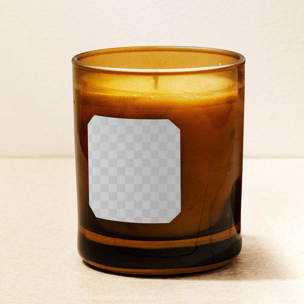Png candle label mockup, aromatic home spa essential 