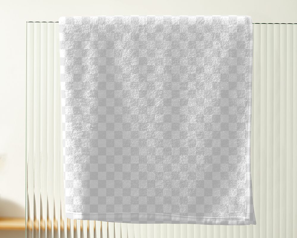 Png bath towel mockup, transparent fabric