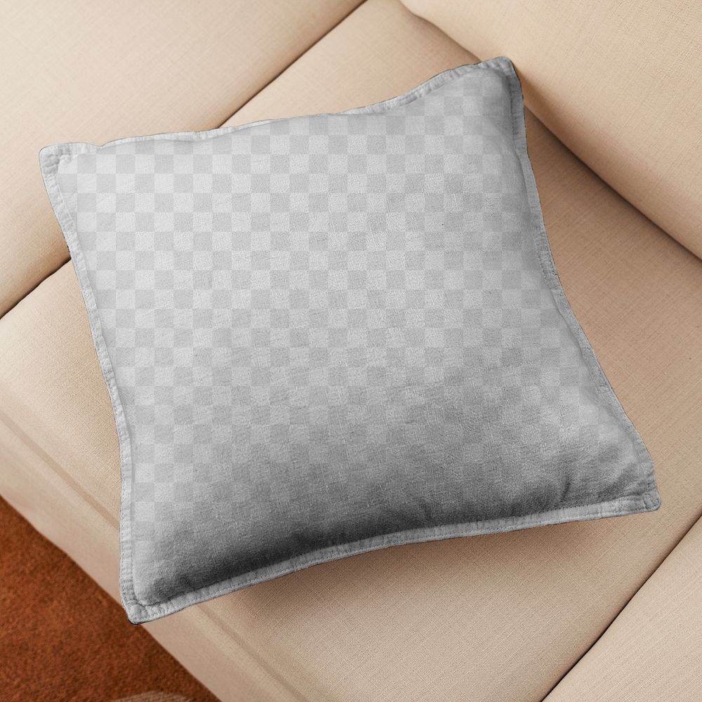Png cushion cover mockup, transparent fabric