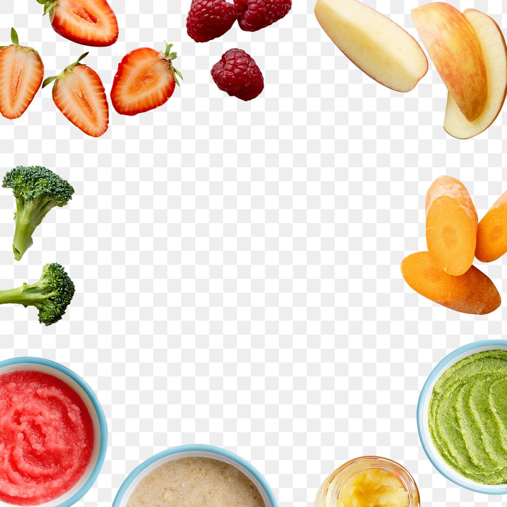 Baby food png frame transparent healthy puree combinations