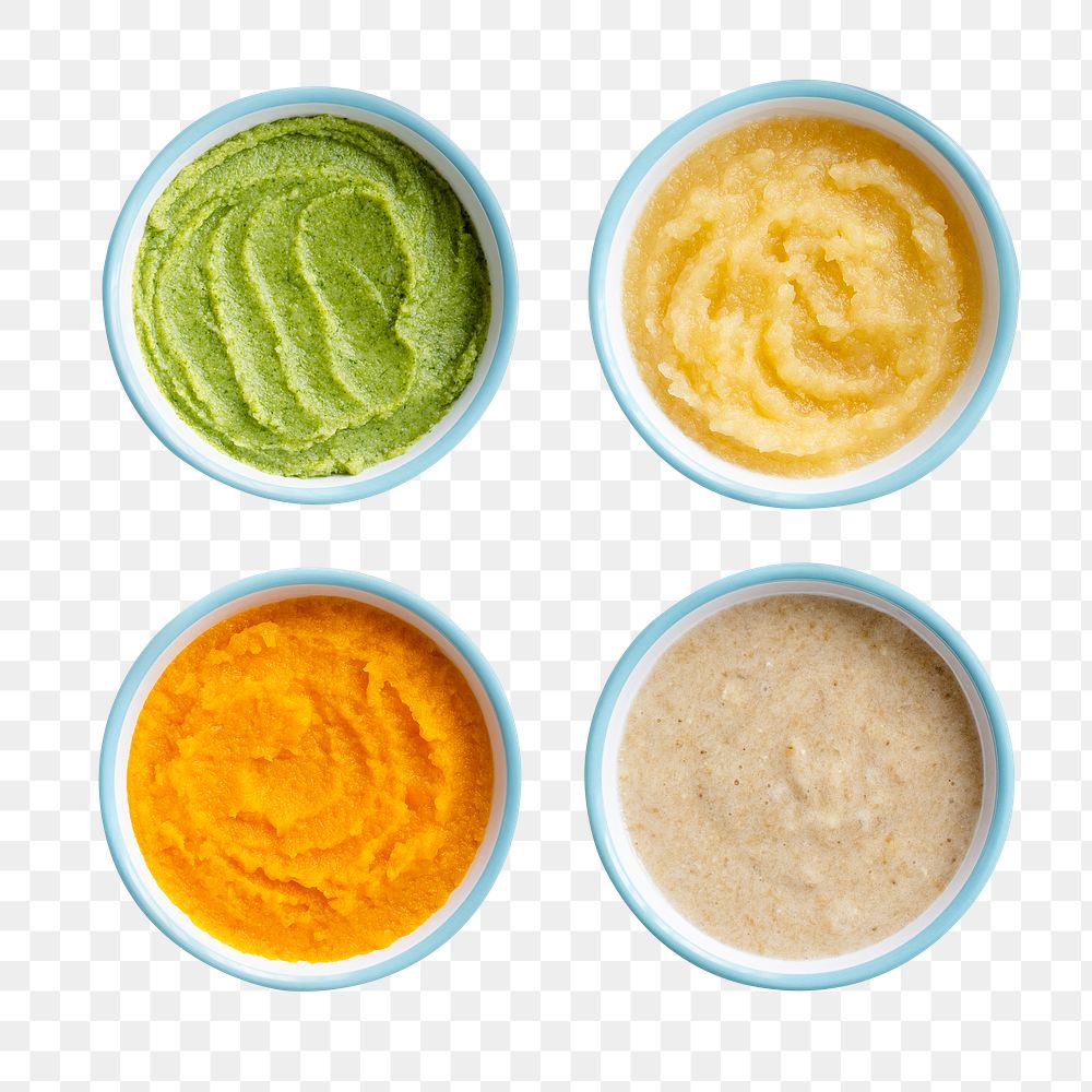 Baby food png cut out, organic puree combinations
