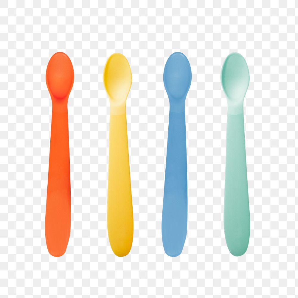Baby spoon png cut out, colorful set