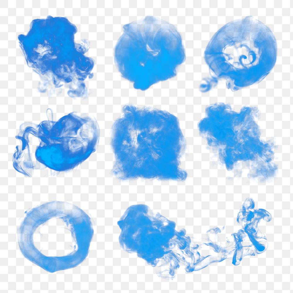 Smoke png textured effect, in blue design set