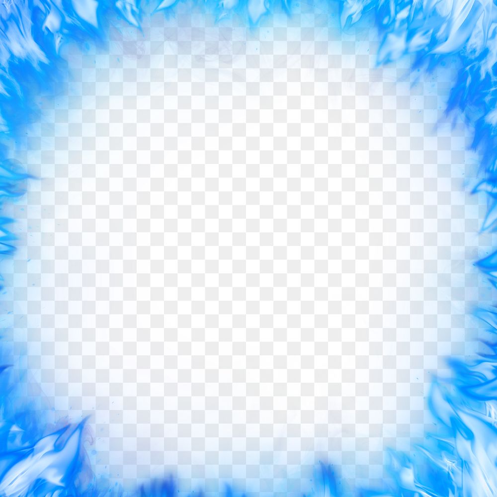 Flame png frame, blue realistic fire transparent image