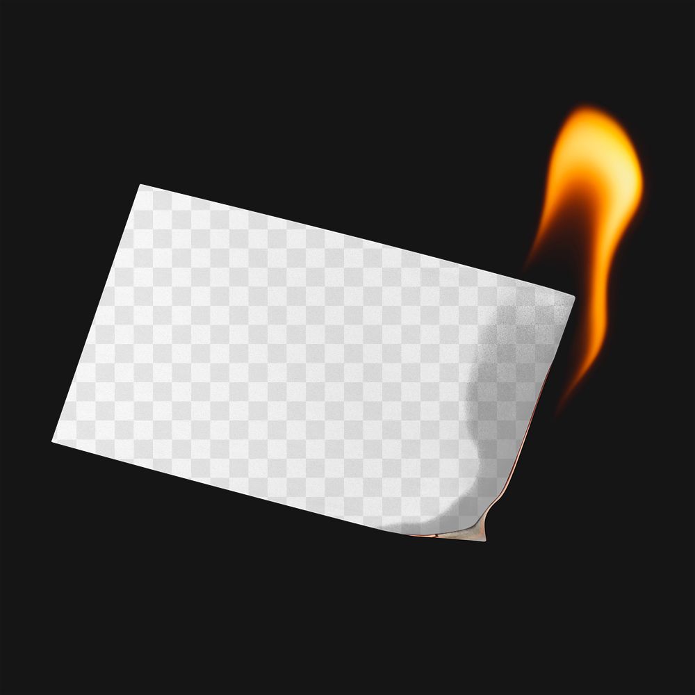 Business card png mockup, realistic flame, transparent blank design space