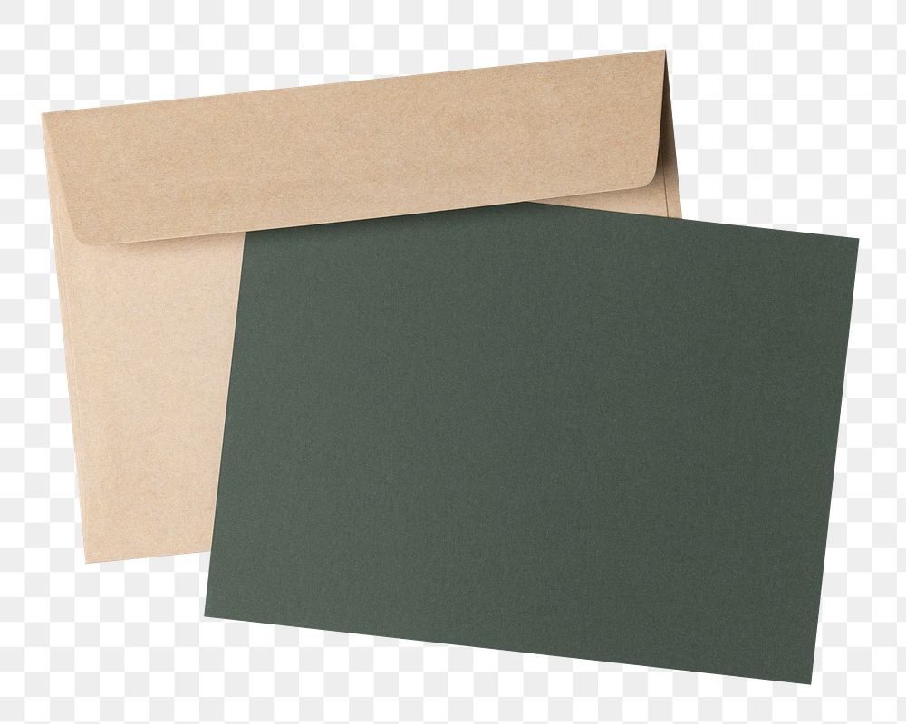 Brown envelope png, green card with design space