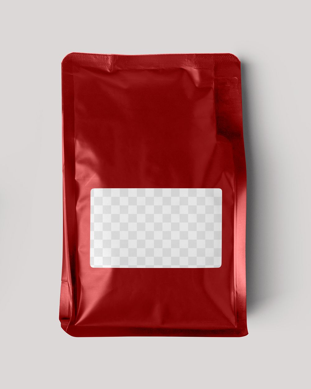 Label mockup png, transparent coffee bag, product packaging design