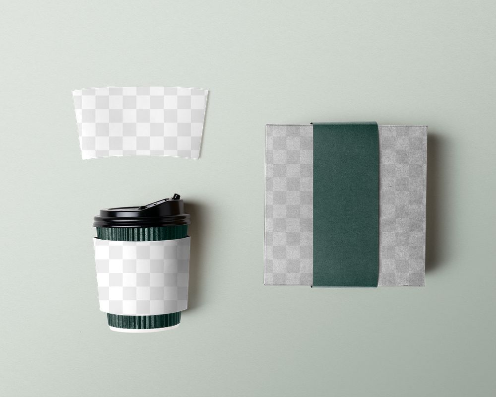 Coffee cup sleeve mockup png, transparent product branding design