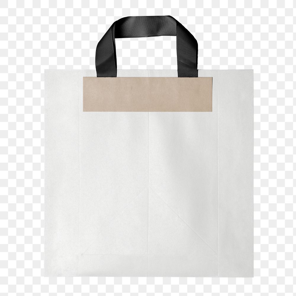 White shopping bag png, blank design space on transparent background