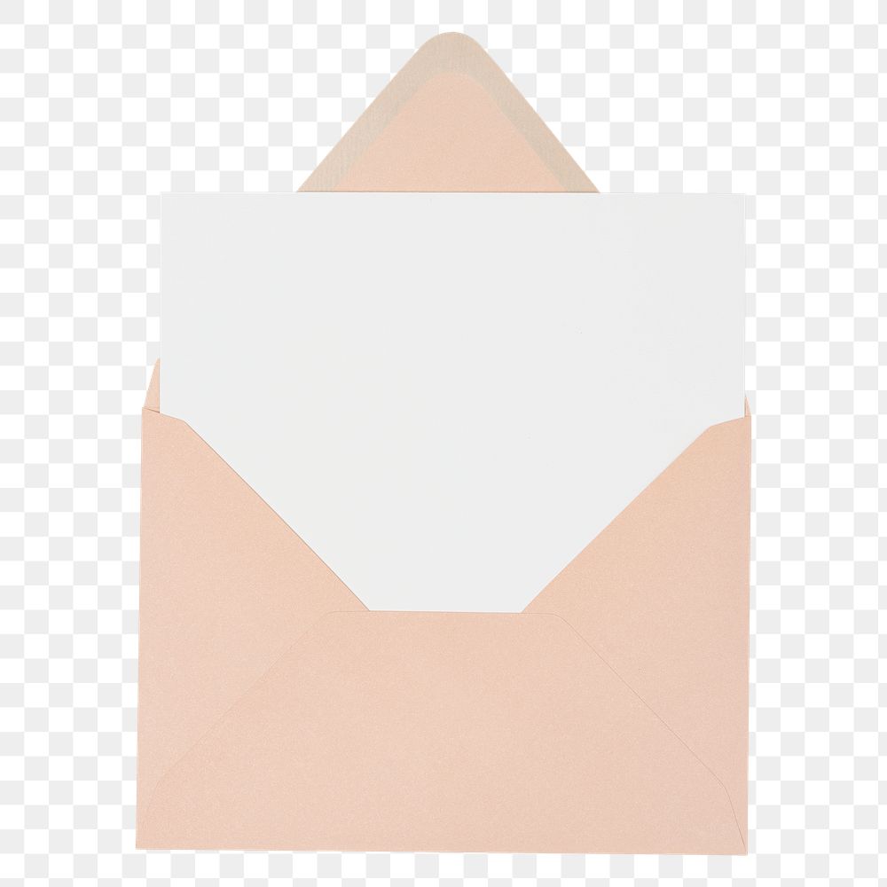 Pink envelope png, white blank card, stationery sticker