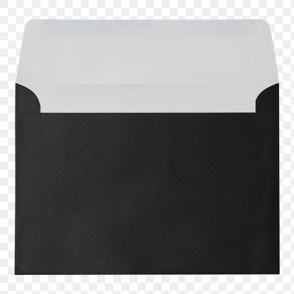 Black envelope png, stationery sticker