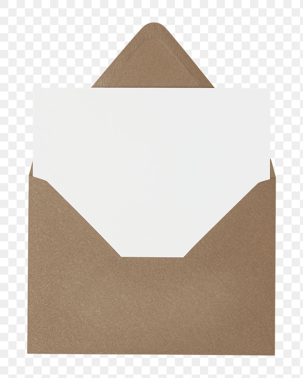 Brown envelope png, blank color card inside, isolated object design