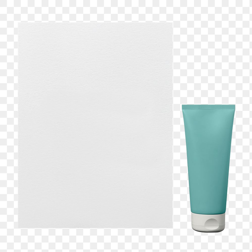 Business branding png, simple skincare tube and blank paper, cut out design