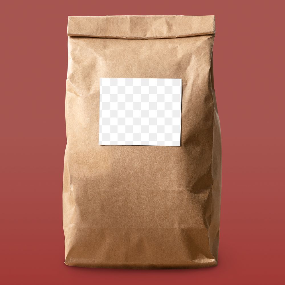 Label mockup png, kraft paper coffee bag, pouch packaging design