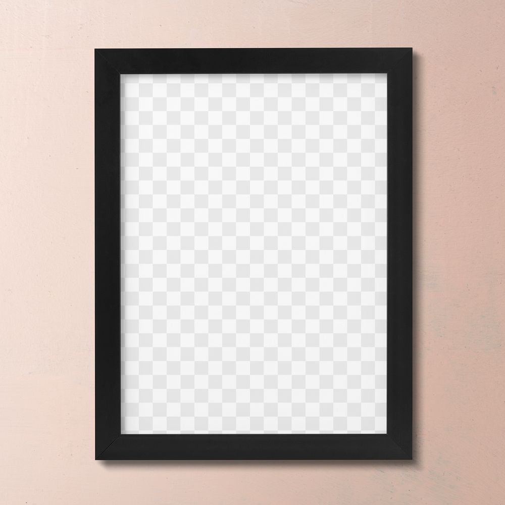 Picture frame mockup png, hanging on a clean pink wall