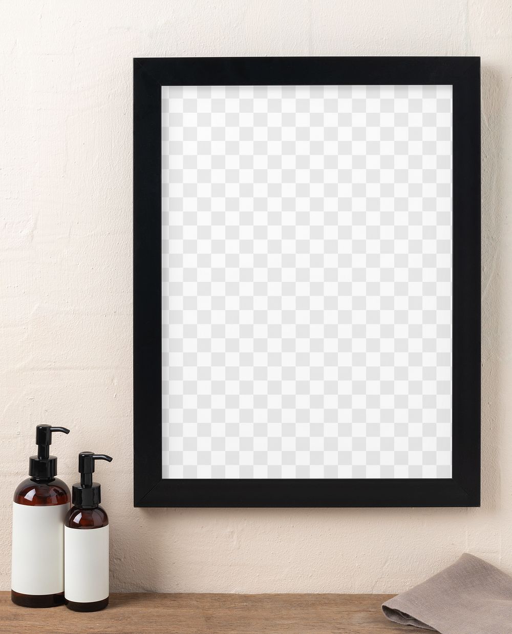 Frame png mockup, sustainable style bathroom interior decor