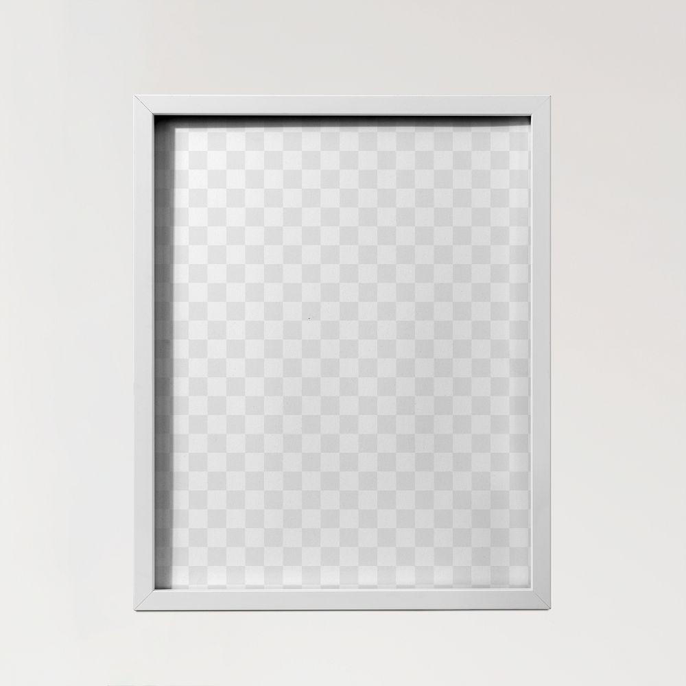 Photo frame mockup png, hanging on a clean wall