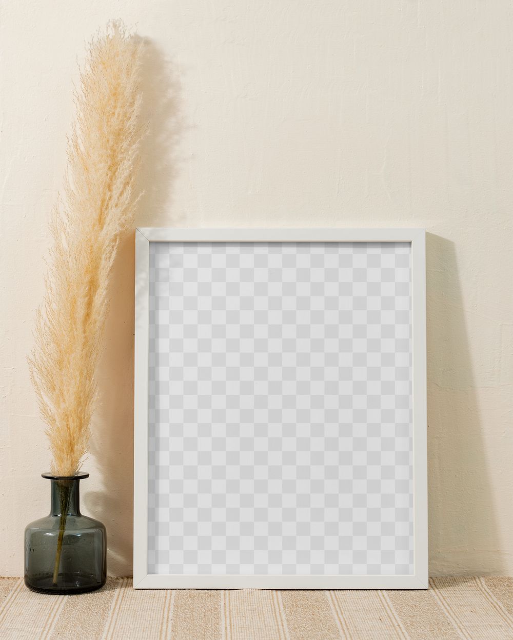 Photo frame mockup png, with flower vase decoration