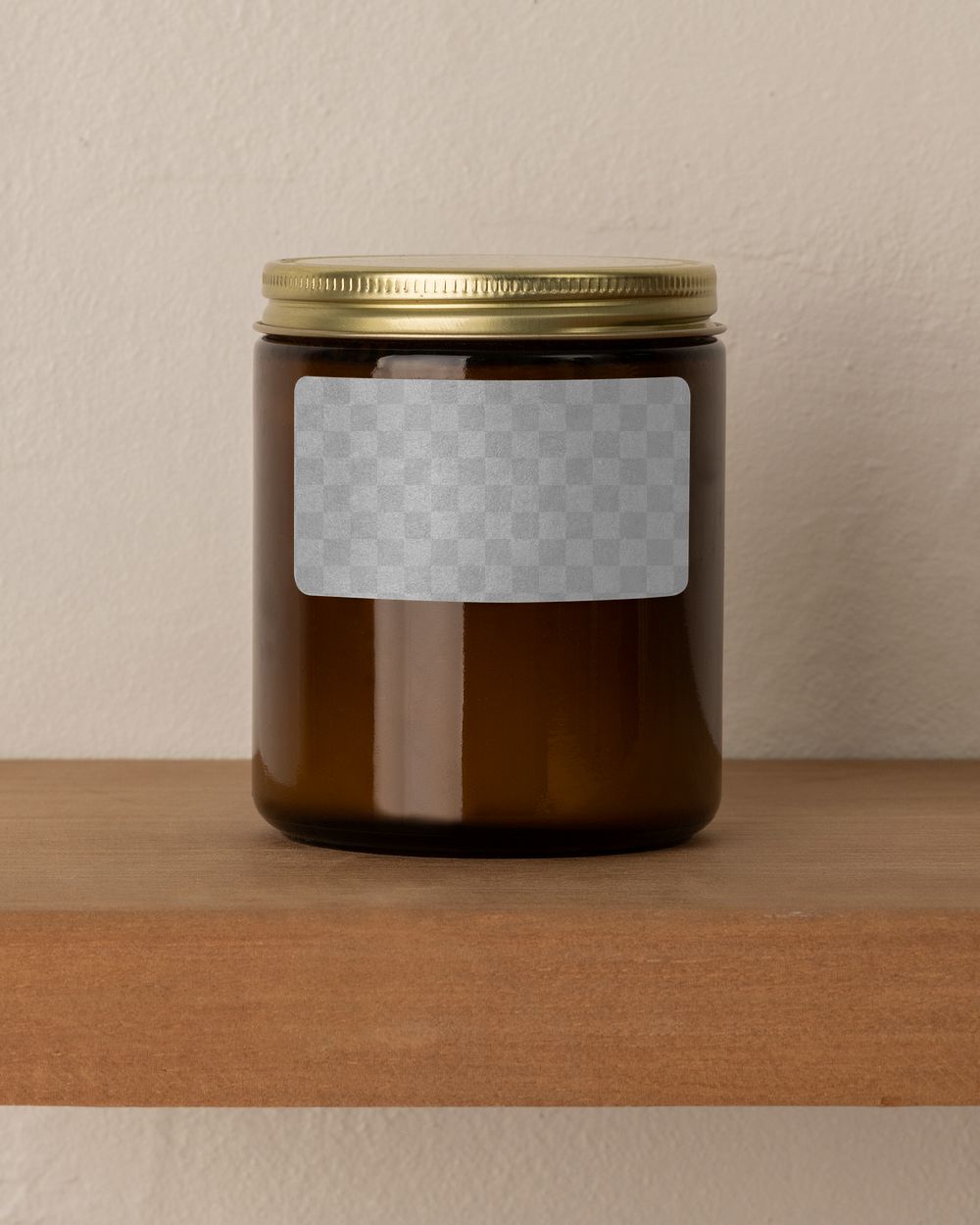 Scented candle mockup png, lidded jar with transparent label 