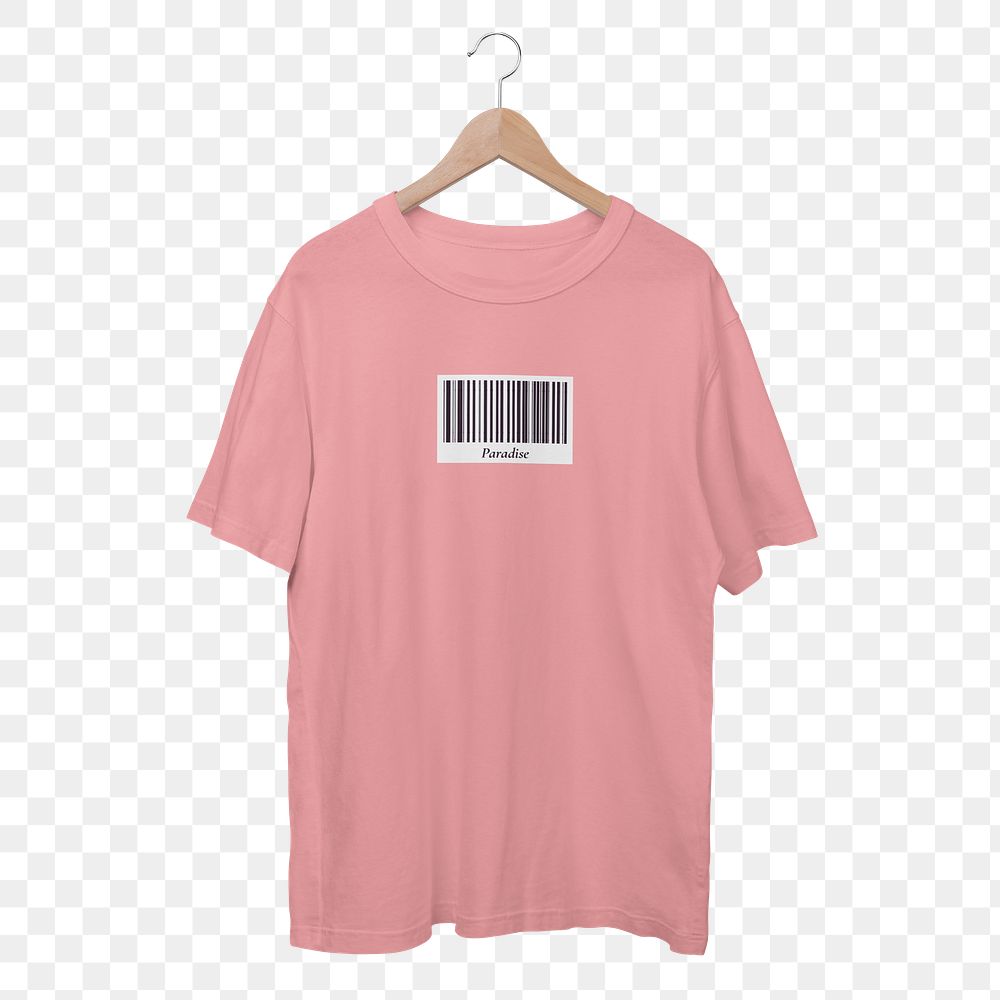 Oversized t-shirt png transparent, pink casual fashion in realistic design transparent background 