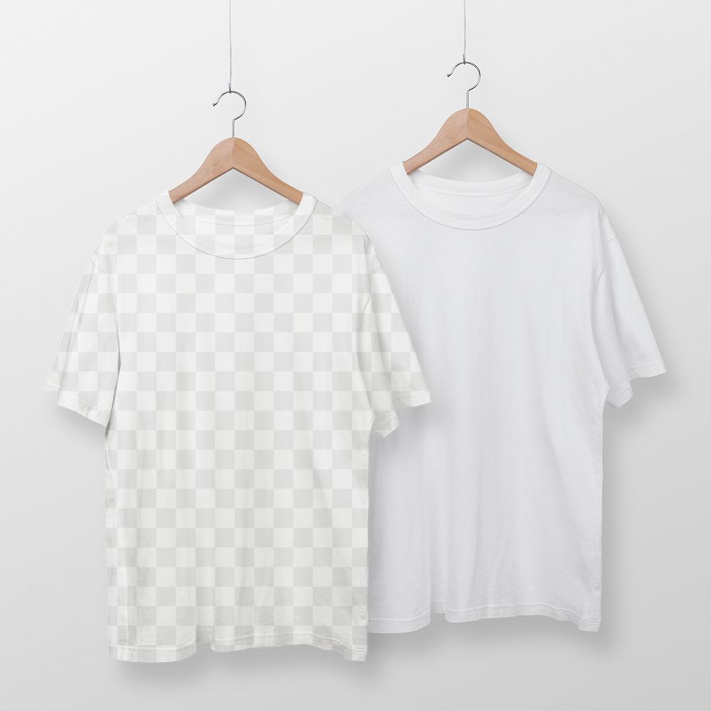Oversized t-shirt png mockup, casual unisex apparel design set