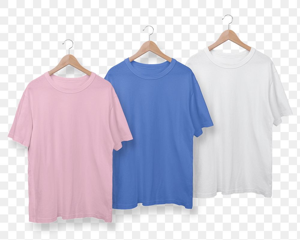 Pink oversized t-shirt png, unisex fashion design set transparent background 