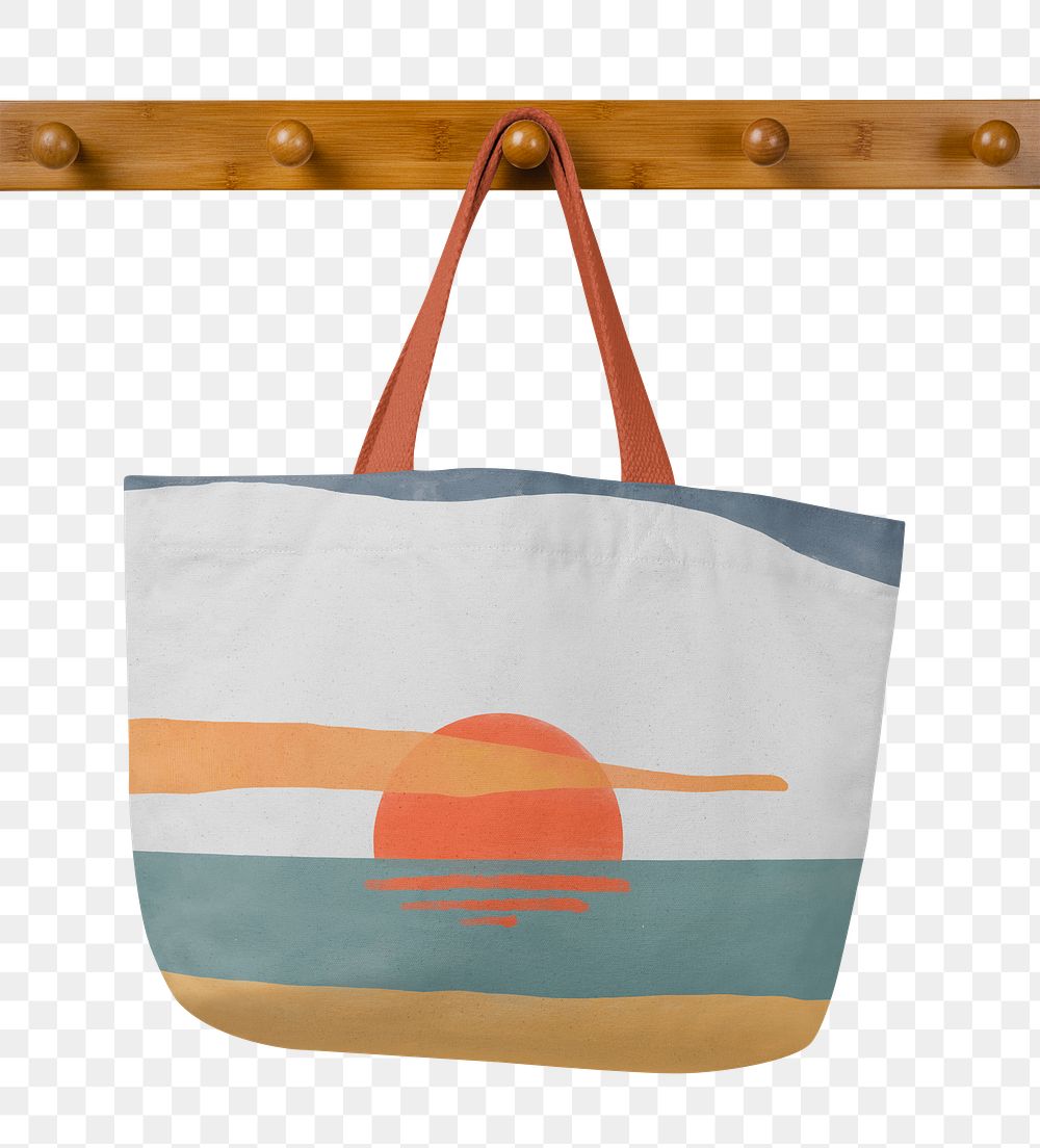 Reusable shopping bag png, printed summer graphic