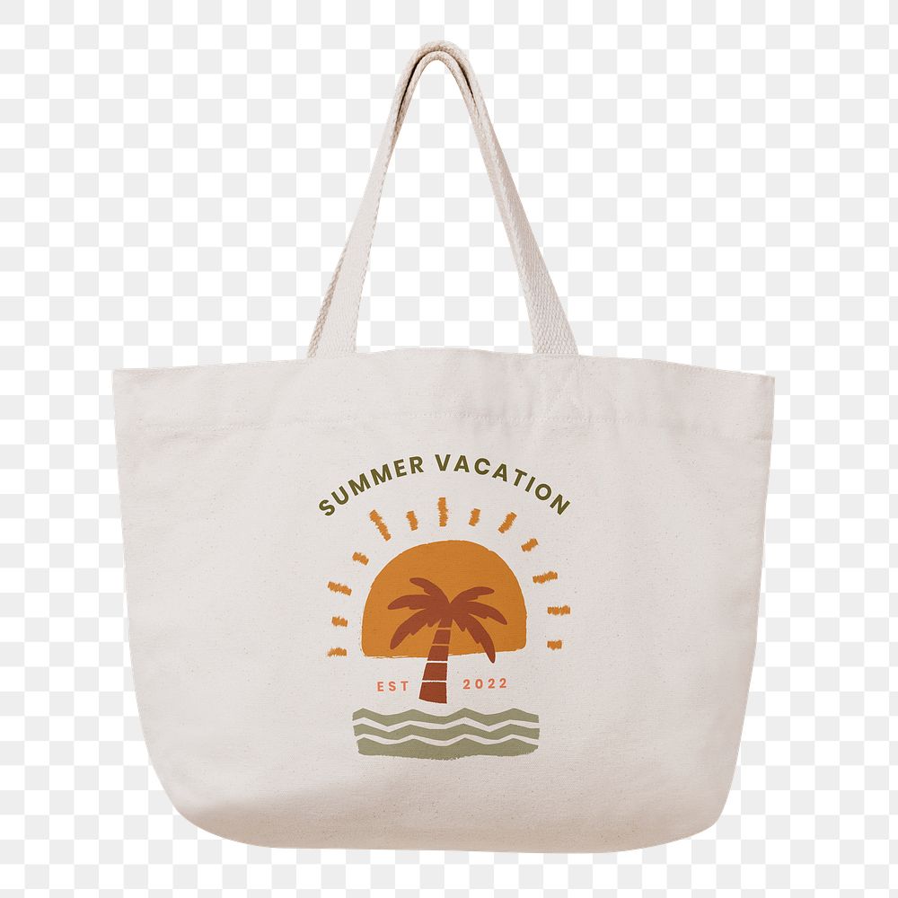 Reusable shopping bag png, printed summer graphic