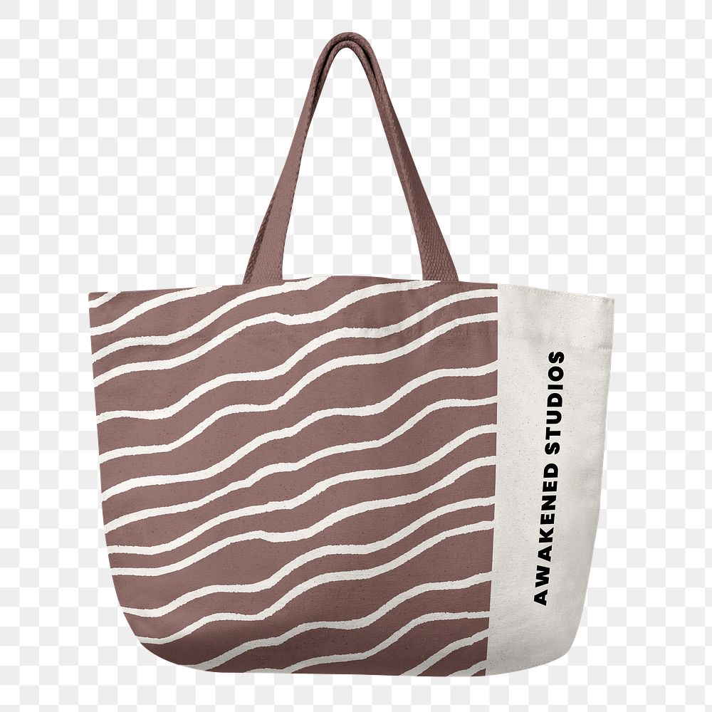 Canvas tote bag png transparent, printed striped pattern, realistic design